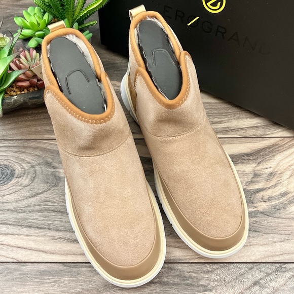 NIB Cole Haan Zerogrand Water Resistant Bootie Birch Beige Suede Leather - Picture 2 of 16